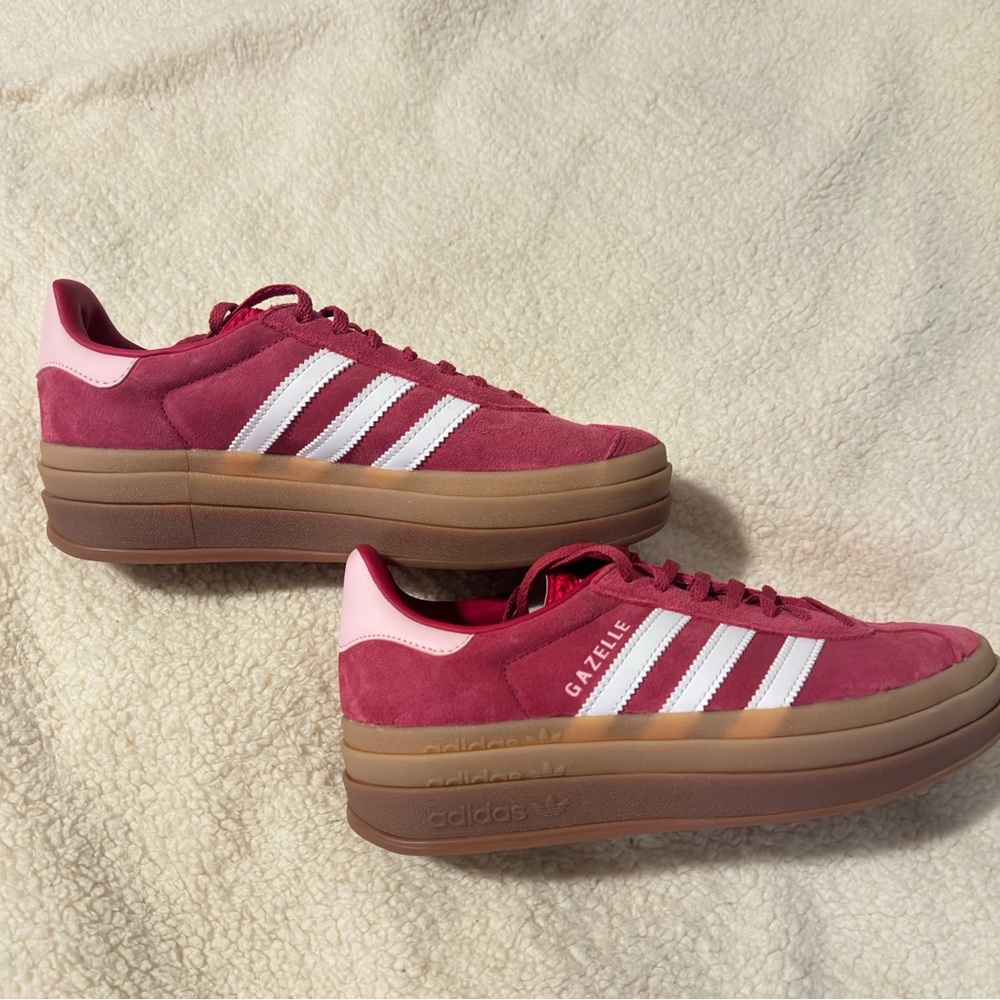 adidas Gazelle Pink and White Sneakers
